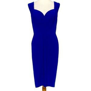 Tadashi Sojhi royal blue sweetheart neckline fitted textured dress, M